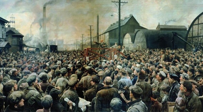 Исаак Бродский. Картина "Ленин на Путиловском заводе". 1929 год.